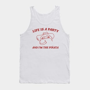 Life is a party and i'm the pinata, Funny Frog T-shirt, Meme Shirt, Cowboy Frog Tank Top